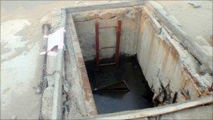 Concrete poured into the leaking containment pit at Fukushima Daiichi reactor 2 (photo provided by Tepco)