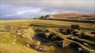 The historic site of Jarlshof in the Shetland Islands