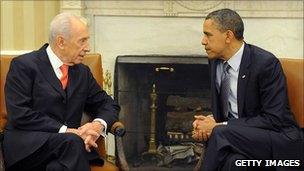 Israeli President Shimon Peres and US President Barack Obama