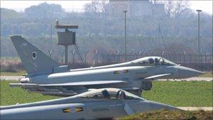 RAF Typhoon jets in southern Italy