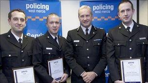 (L-r) Ben Hocking, Simon Lewis, Chief Constable Paul West and Mike Dulson