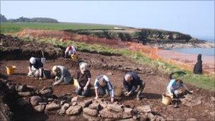 Digging at St Bride's Bay