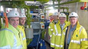 Stirling Council members see the gas engine working at Lower Polmaise