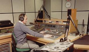 Peter Gore at the desk in Radio Derby's refurbished studios