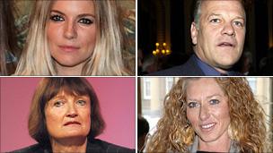 Clockwise from top left, Sienna Miller, Andy Gray, Kelly Hoppen and Tessa Jowell