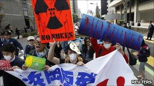 Anti-nuclear protesters in Tokyo, 10 April