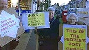 Post office campaigners at Stratton, Gloucestershire