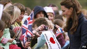 Kate Middleton reacts to the crowd at Witton County Park, Blackburn