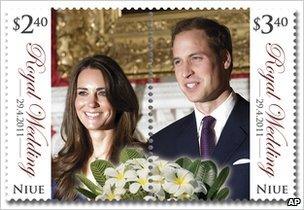 Stamp issued by New Zealand Post to commemorate the royal wedding