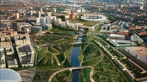 CGI image of the Olympic Park