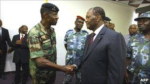 Alassane Ouattara and Philippe Mangou, 12 April, Abidjan