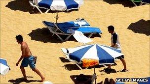 People on Algarve beach - file picture