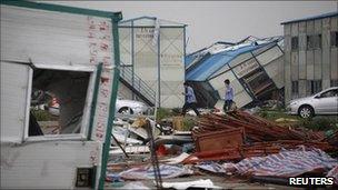 Damage after a hailstorm, in Guangzhou, Guangdong province April 17, 2011