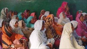 Christians at a church service in minister Shahbaz Bhatti's family village of Khushk Pur in Punjab