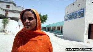 Mukhtar Mai outside her school in southern Punjab, 26 April 2011