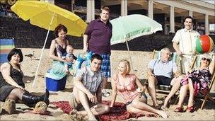 Gavin and Stacey cast on Barry beach