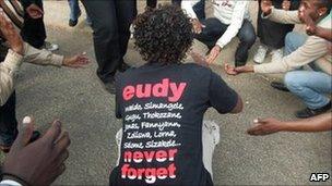 Activists at trial of killers of gay rights activist Eudy Simelane (2009)