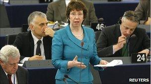 Baroness Ashton addressing MEPs, 11 May 11