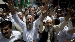 Pakistan Muslim League-N supporters demonstrate in Abbottabad - 12 May