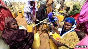 Refugees getting tap water in Dadaab, near the Somali-Kenyan border