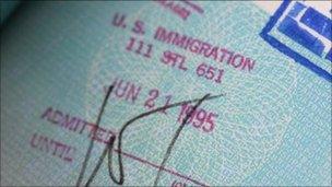 US visa stamp in passport