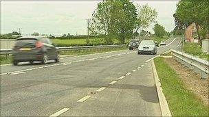 Scene of crash near Welshpool