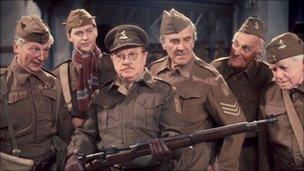 Clive Dunn (L) with the Dad's Army cast
