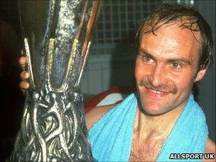 Ipswich Town's Mick Mills with the Uefa Cup