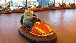 Laura Byng on board her dodgem three hours into her world record attempt