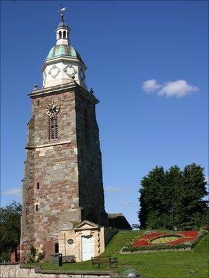 Clock in the Pepperpot tower in Upton-upon-Severn