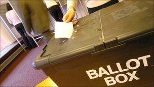 Ballot box and voter