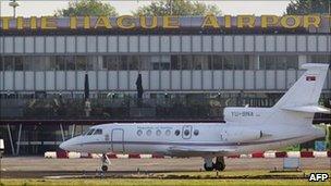Serbian government jet carrying Ratko Mladic touches down at Rotterdam The Hague Airport (31 May 2011)