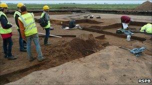 Archaeologists digging at an RSPB site in Cambridgeshire
