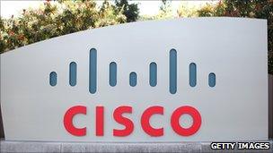 Cisco logo at headquarters