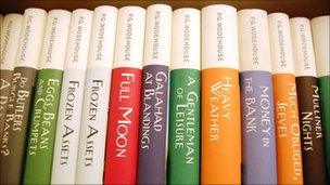 A row of books by PG Wodehouse