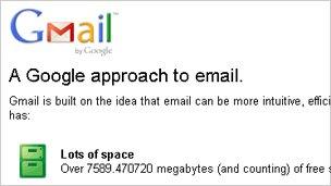 Gmail homepage, Google
