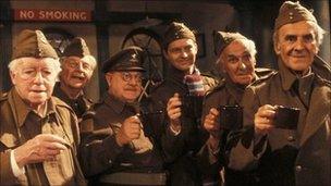 The cast of Dad's Army, pictured in 1977