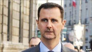 File picture of Syrian President Bashar al-Assad in Paris