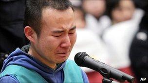 Chinese student Yao Jiaxin - who has been executed for murdering a woman he hit in a road accident - is pictured during his trial at Xian Intermediate Peoples Court in Xian city, north-west Chinas Shaanxi province, on 23 March 2011
