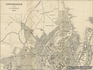 A map of Copenhagen from a scanned book at the British Library