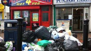 Rubbish piling up on the city's streets