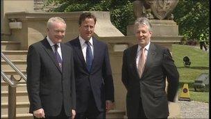 David Cameron, Peter Robinson and Martin McGuinness
