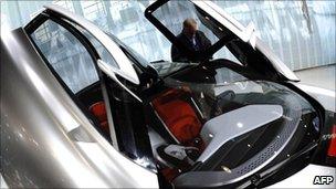 The doors open upwards from a new Saab concept car