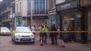 The crime scene in Tavern Street, Ipswich