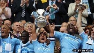 Manchester City after their FA Cup final win on 14 May