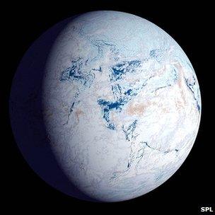Representation of Earth covered in ice