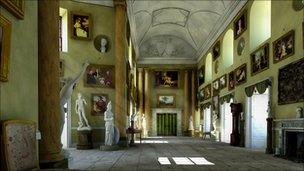 Interior of stately home and gallery