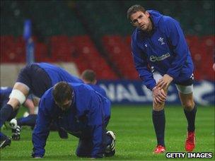 Wales rugby players training