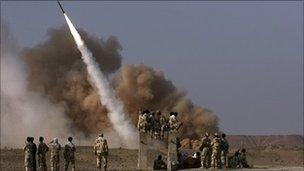 An Iranian missile being launched
