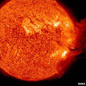 Coronal mass ejection on Sun's surface